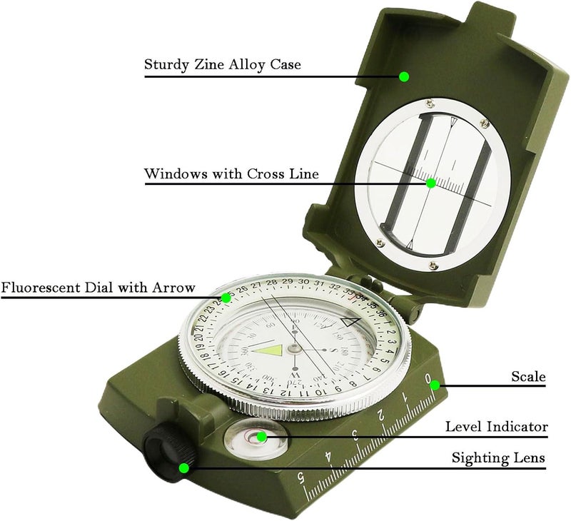 COTOUXKER Compass, Hiking Compass for Survival with Lensatic – Water-Resistant Durable and Pocket-Sized - Image 2